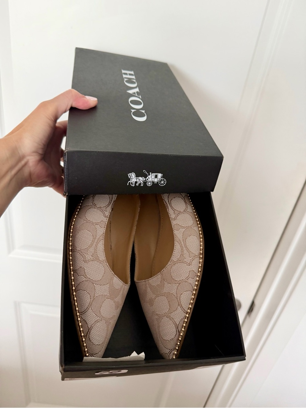Coach Taupe Signature Monogram Slingback Flats - Picture 2 of 3